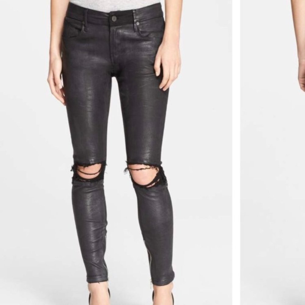 RTA Dylan Distressed Leather Jeans Size 28